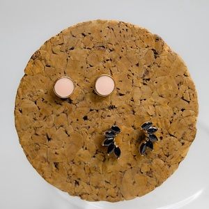 Pink and black stud earring set